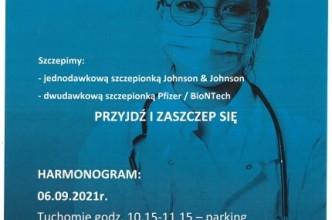 Zdjęcie do: 6 wrzesień 2021 r. Objazdowy Punkt Szczepień przeciwko COVID - 19 w Tuchomiu