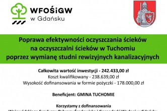 Zdjęcie do: Poprawa efektywności oczyszczania ścieków na oczyszczalni ścieków w Tuchomiu poprzez wymianę studni rewizyjnych kanalizacyjnych.
