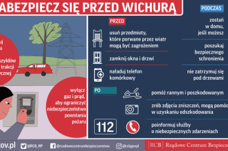 Zdjęcie do: Ostrzeżenie drugiego stopnia dotyczące silnego wiatru