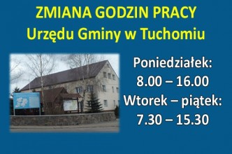 Zdjęcie do: Zmiana godzin pracy Urzędu Gminy w Tuchomiu